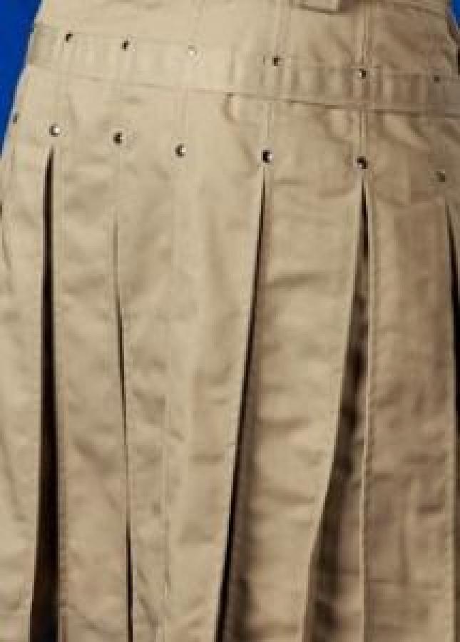 XL Khaki Kilt w/Gunmetal Rivets